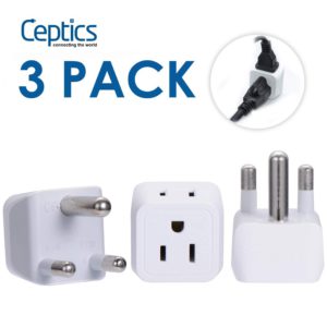 image of Ceptics South Africa, Namibia Travel Adapter Plug with Dual Usa Input - Type M