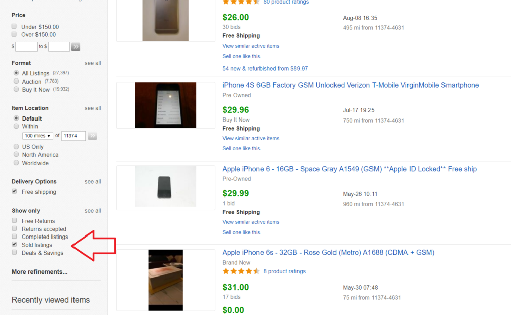 image of ebay find out price from sold listings
