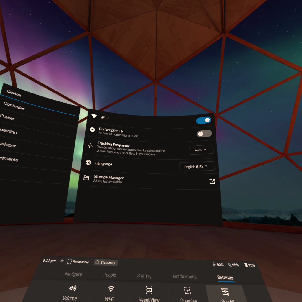 image of wifi do not disturb oculus quest settings