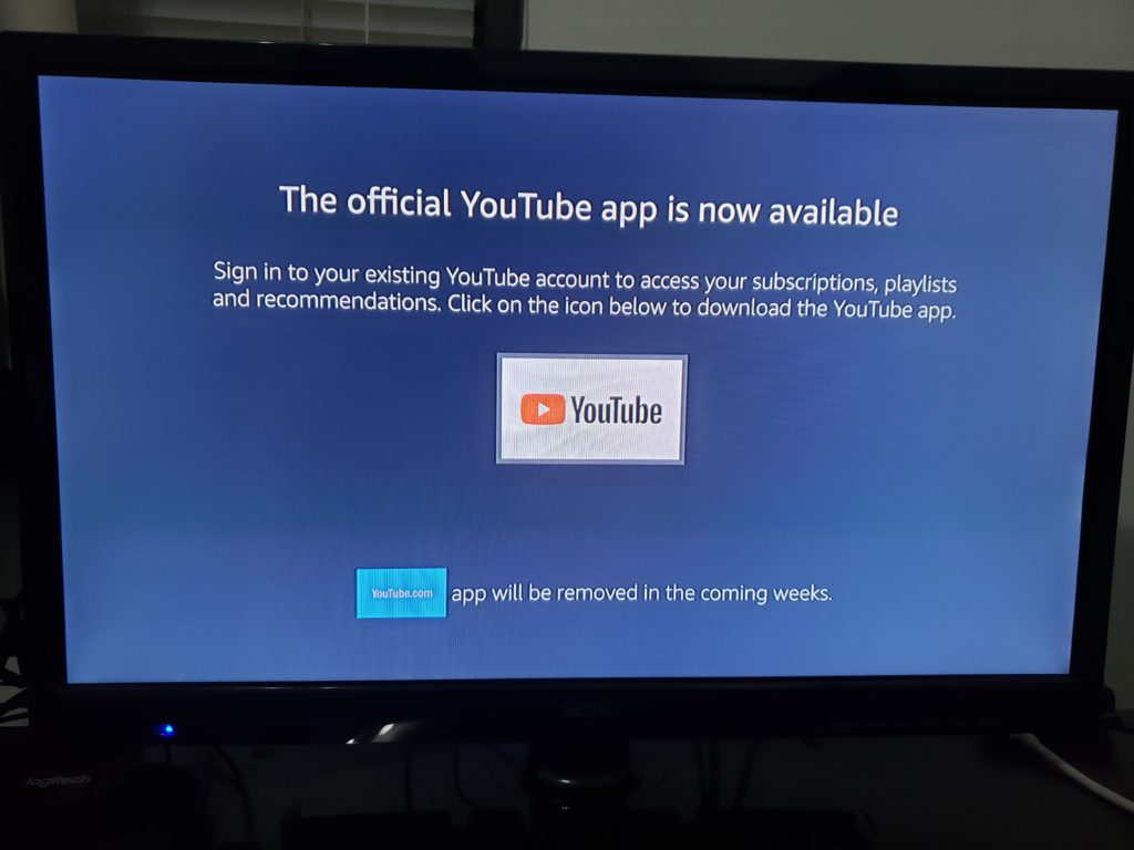 image of youtube is back on fire tv