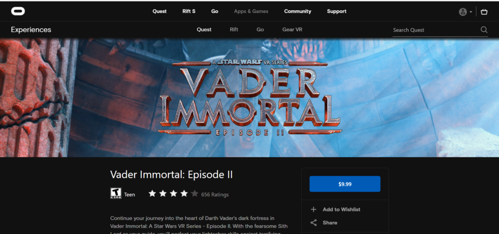 oculus store vader immortal